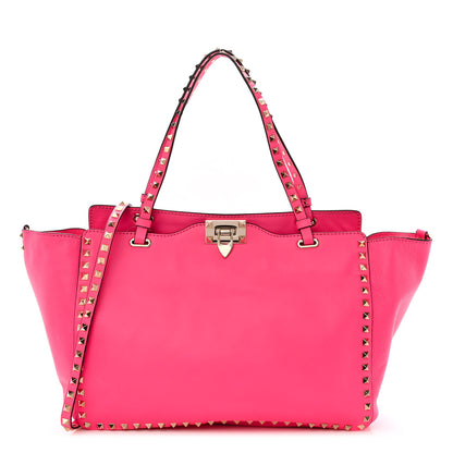 Valentino Garavani Vitello Medium Rockstud Tote Fuxia Fluo 1 of 9