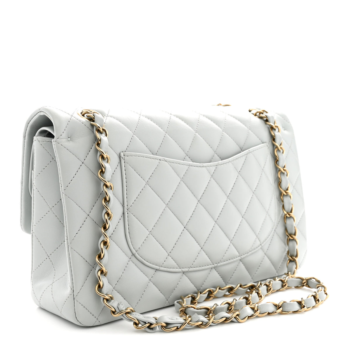 Chanel Lambskin Quilted Medium Double Flap Light Blue 3 of 12