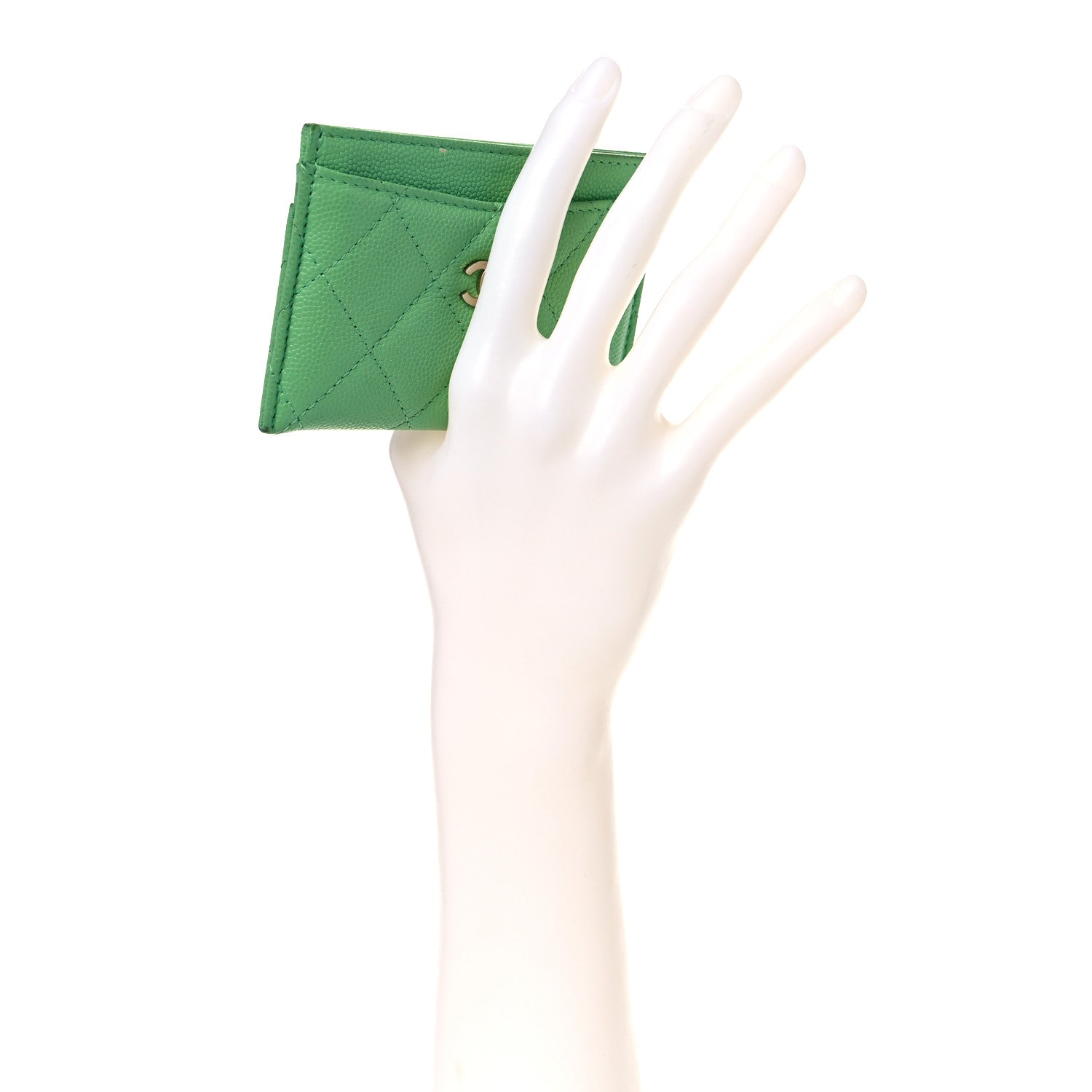 Chanel Caviar Quilted Card Holder Green 2 of 14