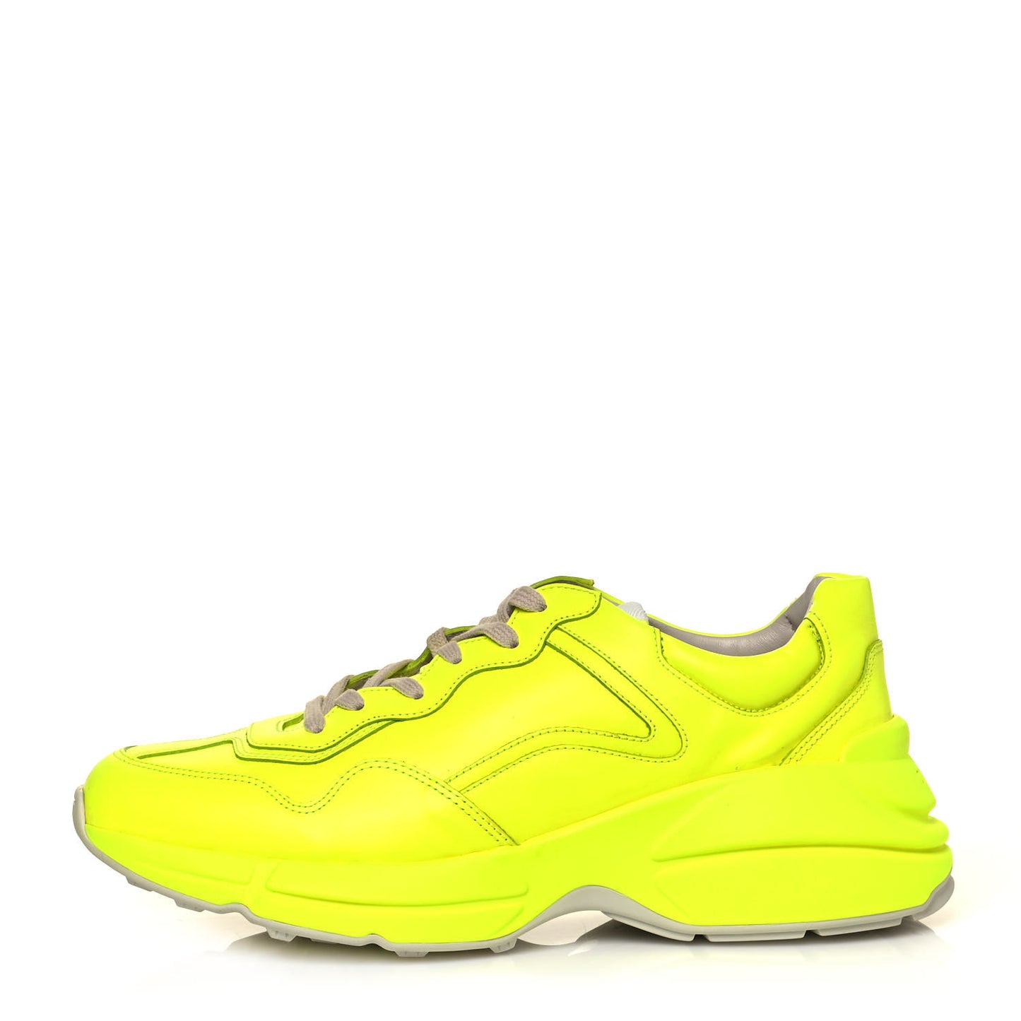 Calfskin Mens Rhyton Sneakers 8 Yellow Fluo