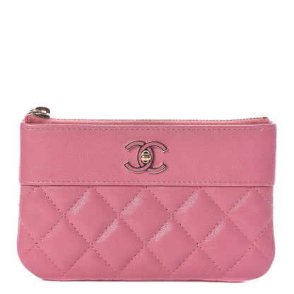 Chanel Sheepskin Quilted Small Vintage Mademoiselle Cosmetic Case Dark Pink 1 of 7