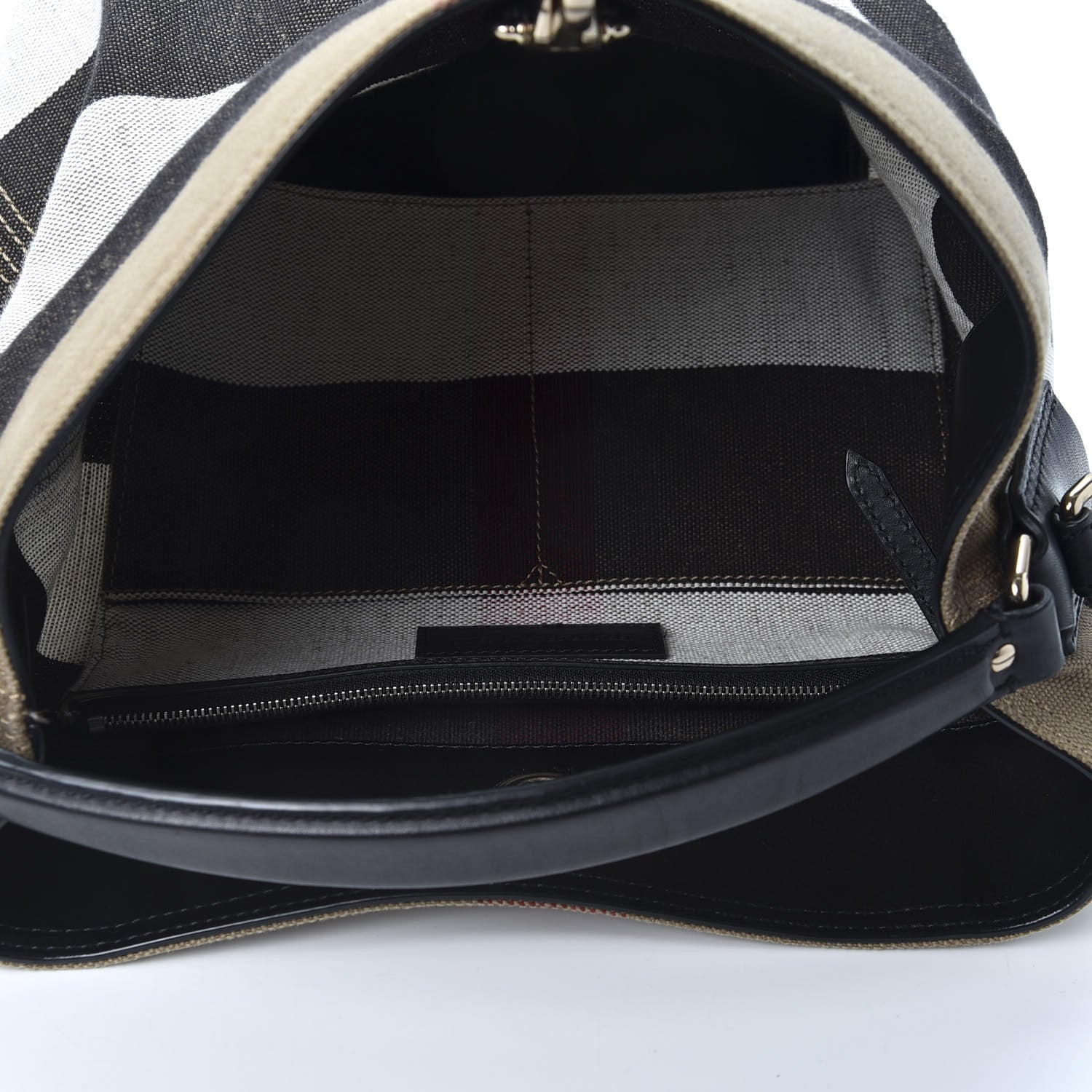 Burberry Canvas Mega Check Medium Ashby Hobo Black 4 of 8