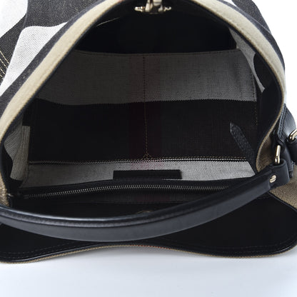 Burberry Canvas Mega Check Medium Ashby Hobo Black 4 of 8