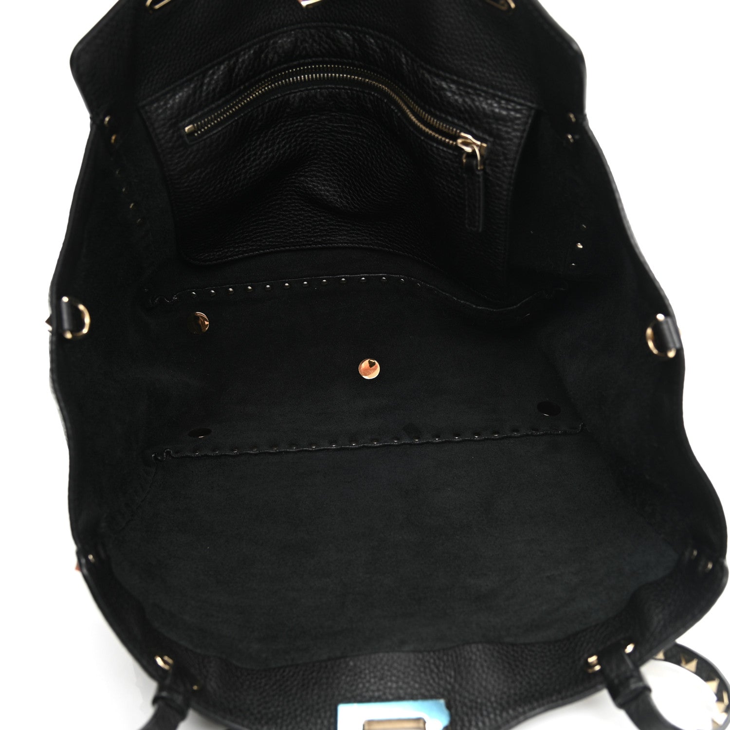 Valentino Garavani Pebbled Calfskin Medium Rockstud Tote Black 5 of 14