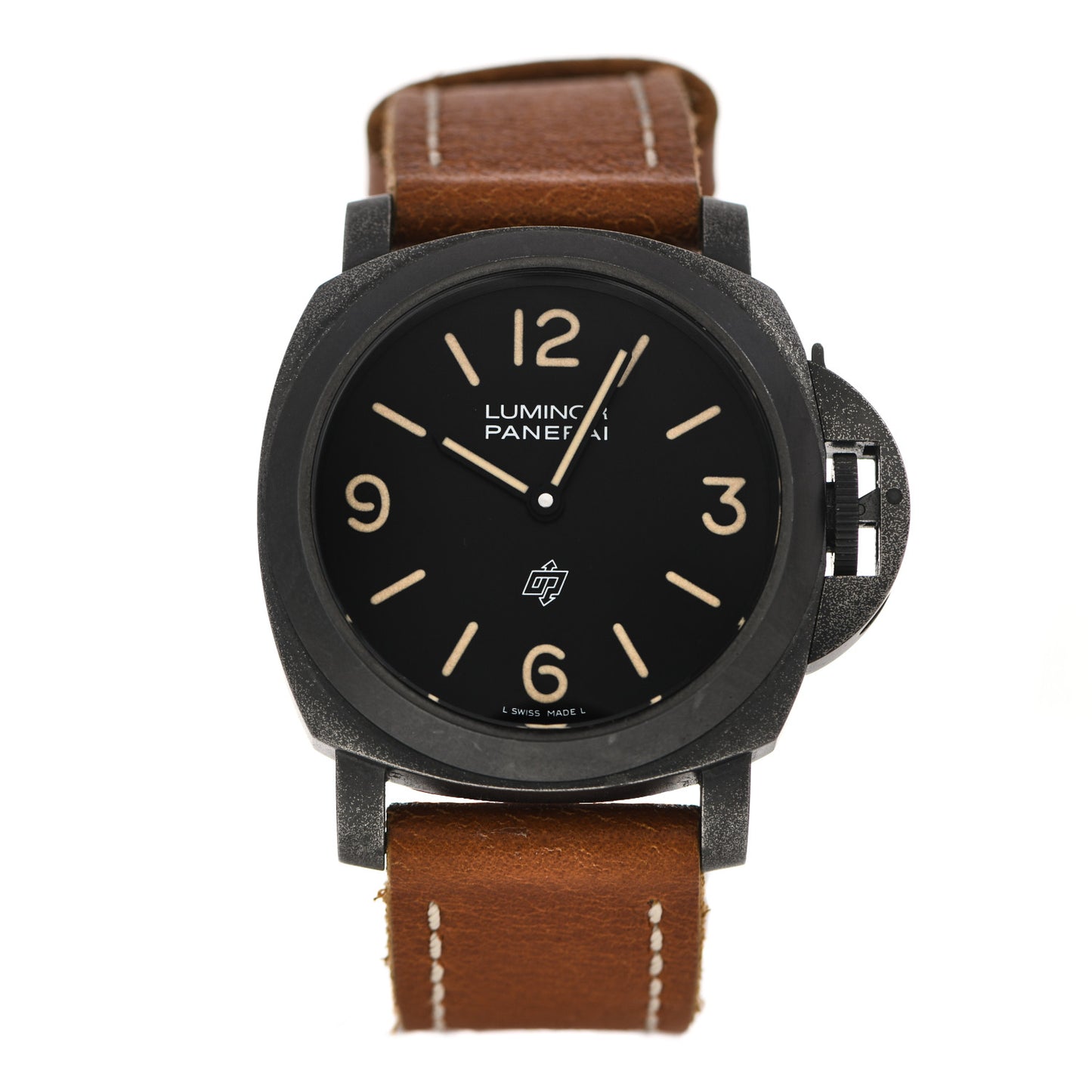 Stainless Steel Calfskin 44mm Luminor Base Logo Paneristi Manual Winding Watch Black PAM00360