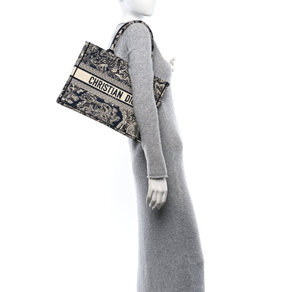 Christian Dior Canvas Embroidered Medium Toile De Jouy Reverse Book Tote Blue 2 of 10
