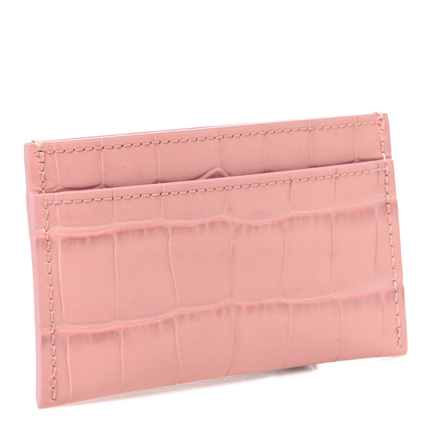 Chanel Calfskin Crocodile Embossed Crococo Card Holder Light Pink 3 of 8