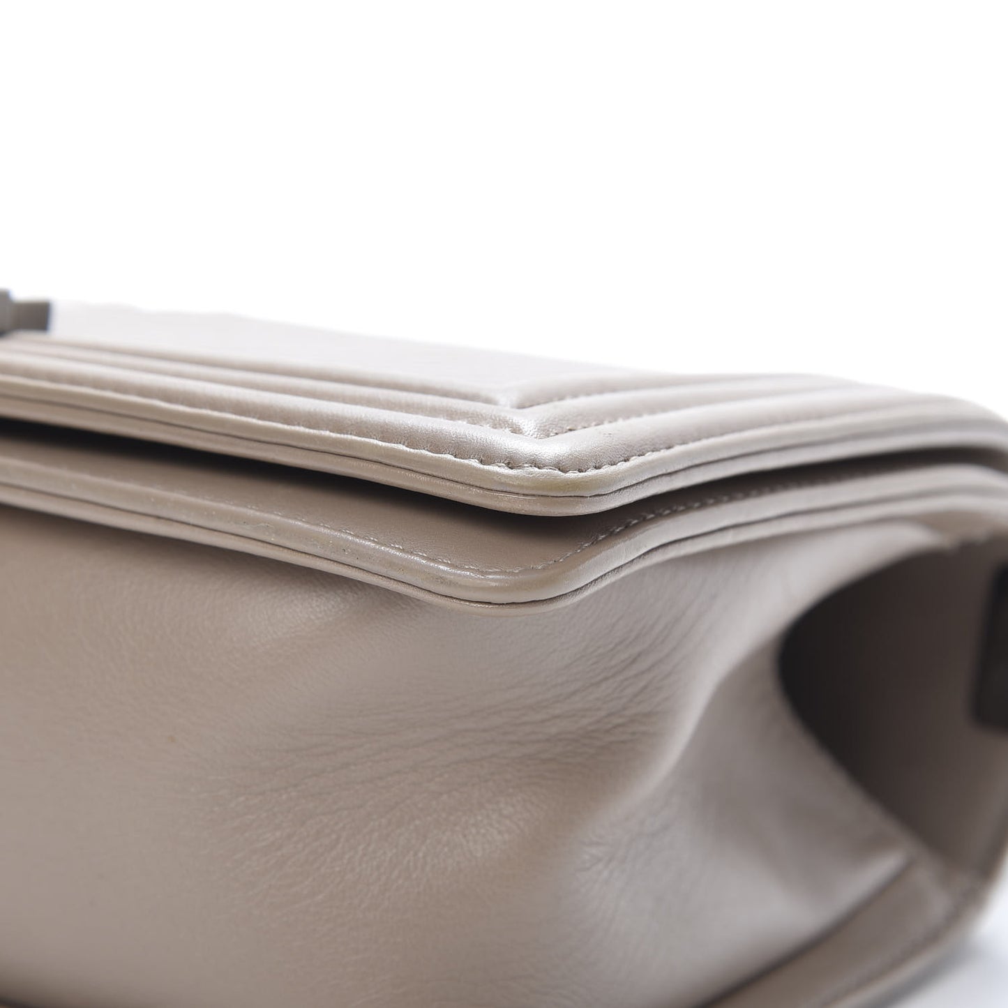Calfskin Chevron Quilted Medium Boy Flap Taupe
