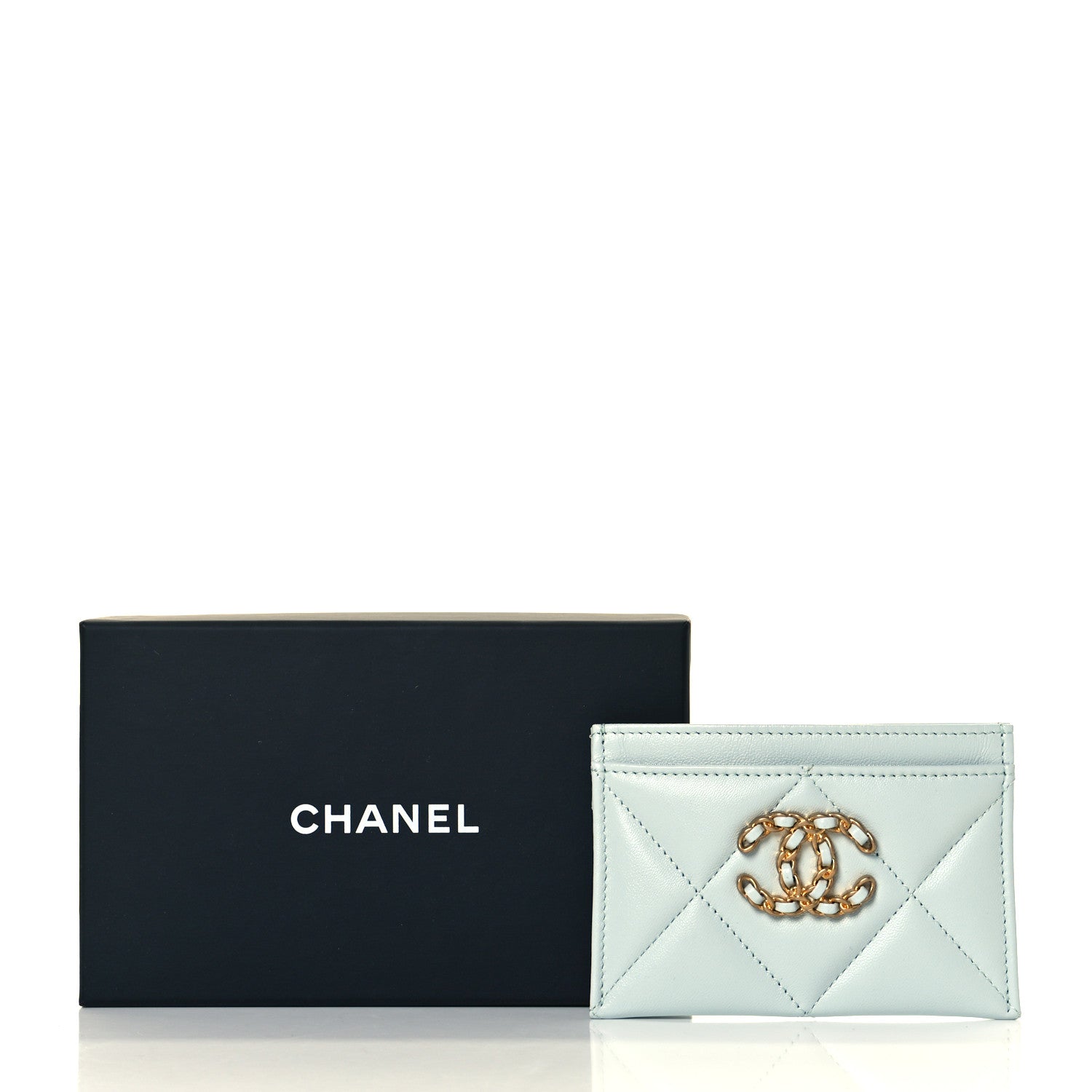 Chanel Lambskin Quilted Chanel 19 Card Holder Light Blue 9 of 9