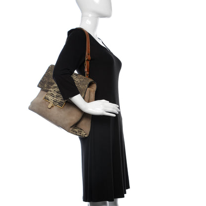 Lanvin Lizard Effect Suede Miss Sartorial Shoulder Bag Black White 2 of 16