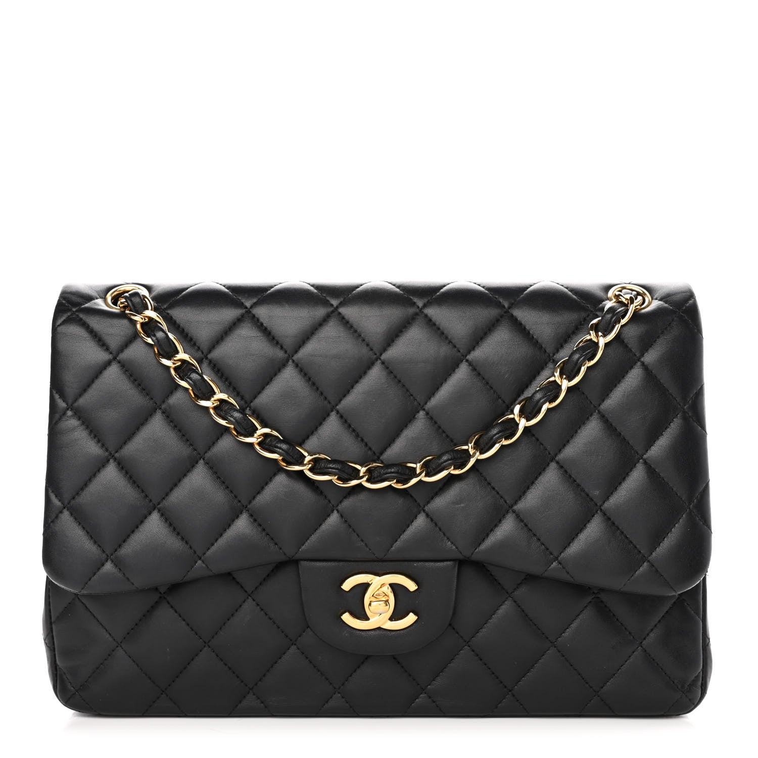 Chanel Lambskin Quilted Jumbo Double Flap Black 1 of 15