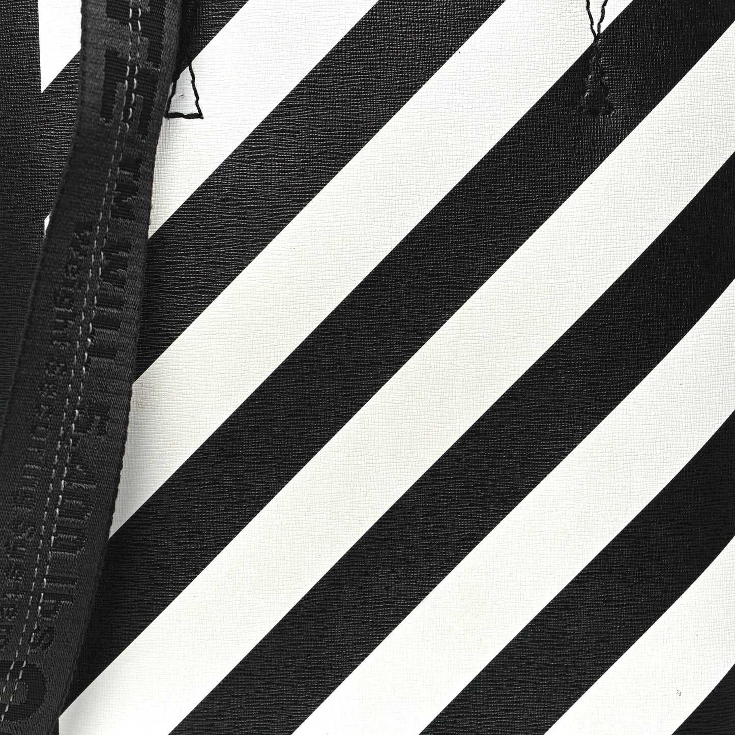 Saffiano Striped Diag Binder Crossbody Black White