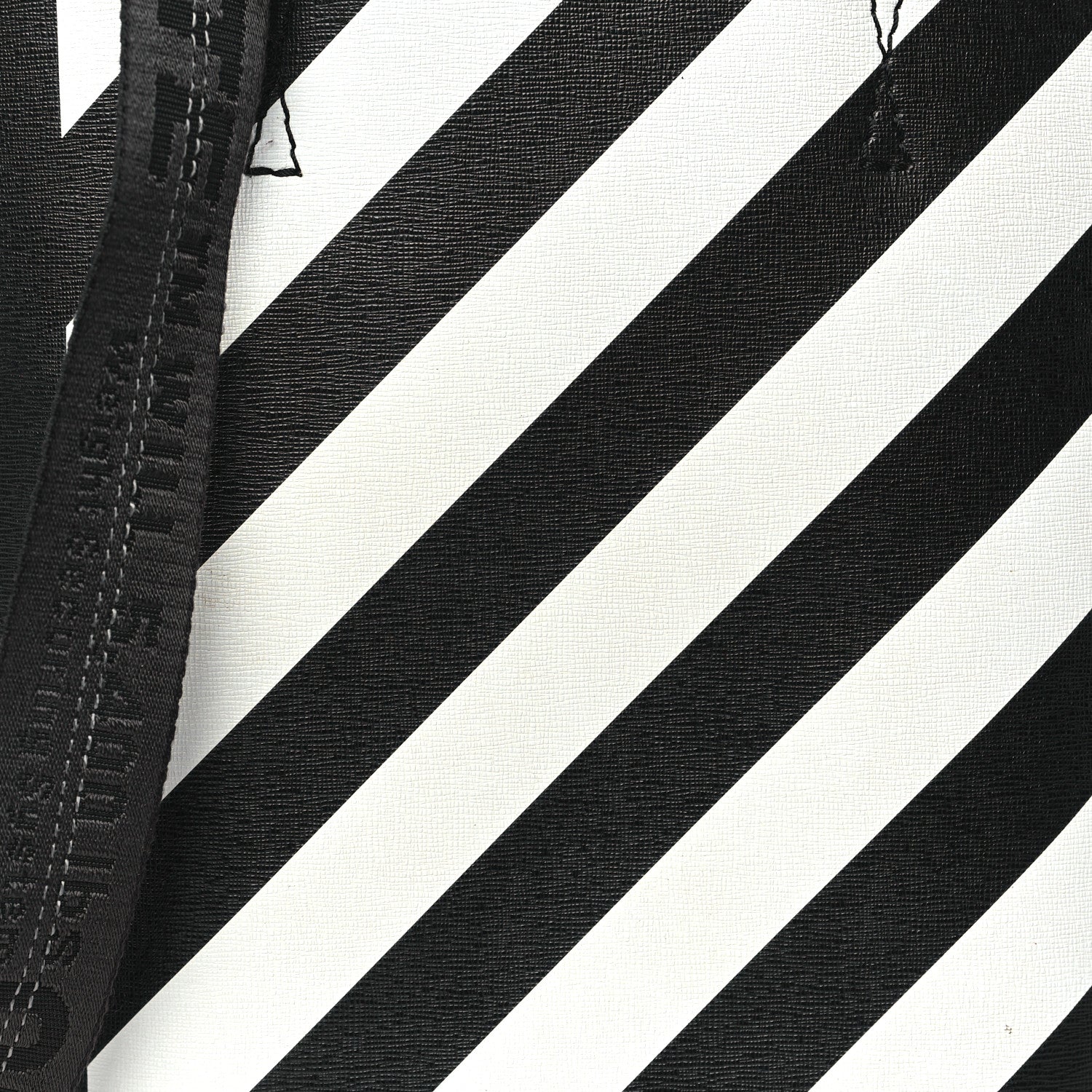 Off-White Saffiano Striped Diag Binder Crossbody Black White 7 of 12