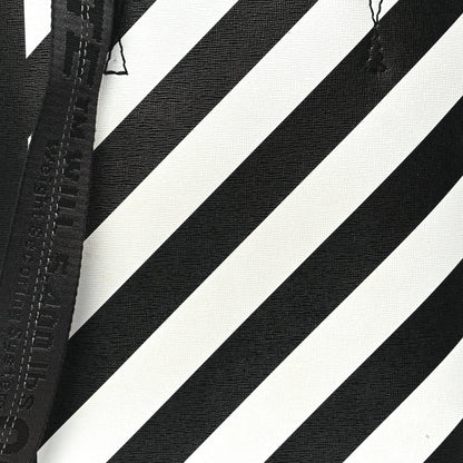 Off-White Saffiano Striped Diag Binder Crossbody Black White 7 of 12