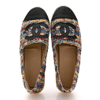 Chanel Tweed Grosgrain CC Espadrilles 38 Multicolor Black 2 of 11