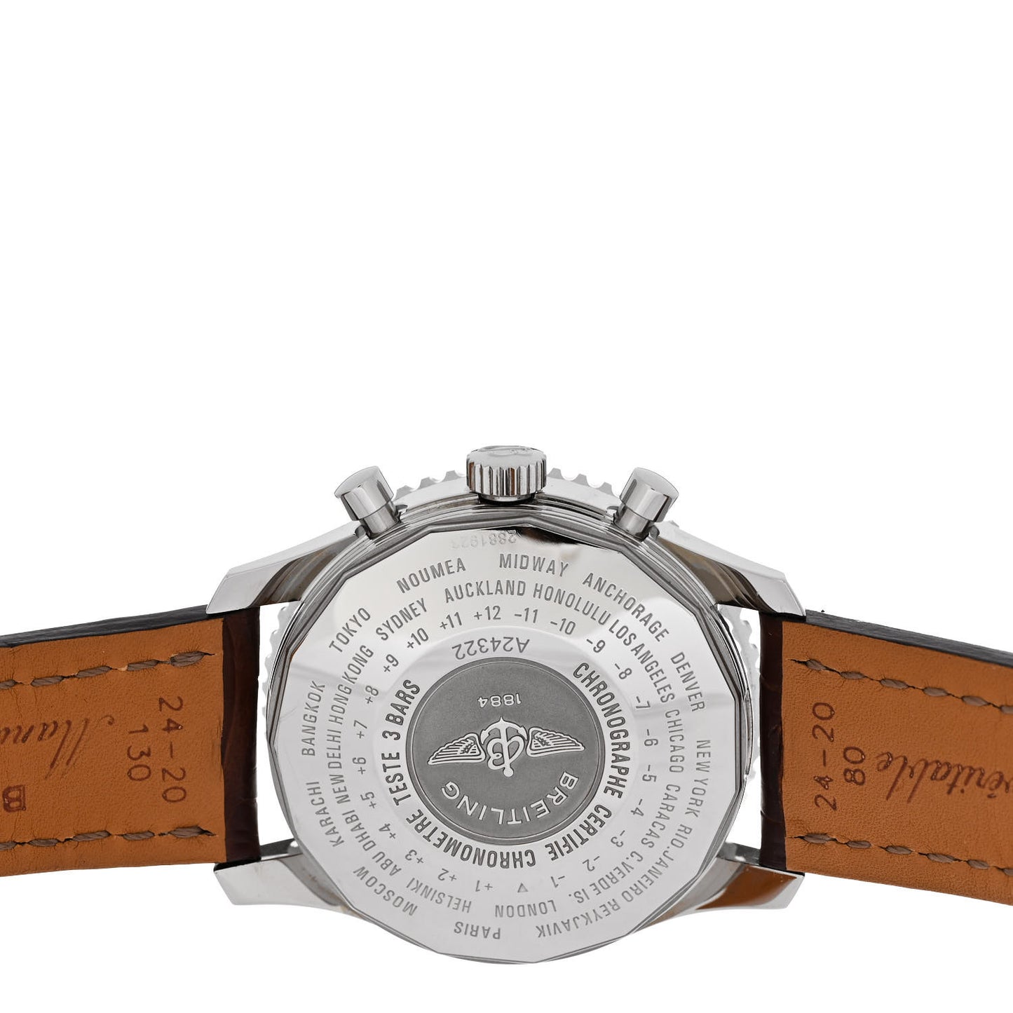 Stainless Steel Alligator 46mm Navitimer 1884 Limited Edition Chronograph Automatic Watch White A24322