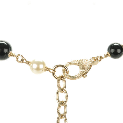 Chanel Pearl Beaded CC Short Necklace Gold Black 3 of 5