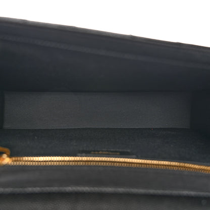 Saint Laurent Grain De Poudre Matelasse Chevron Large Monogram Satchel Black 5 of 13