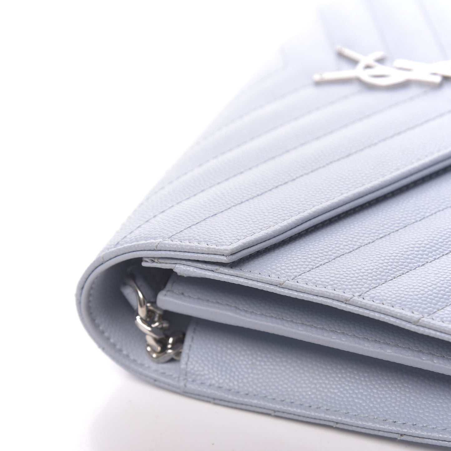 Grain De Poudre Matelasse Monogram Chain Wallet Sky Blue