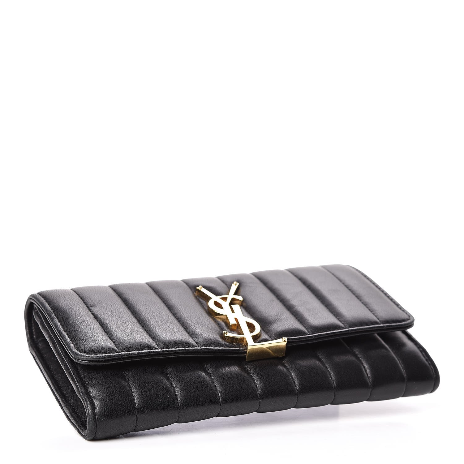 Saint Laurent Lambskin Matelasse Monogram Large Vicky Continental Wallet Black 4 of 11