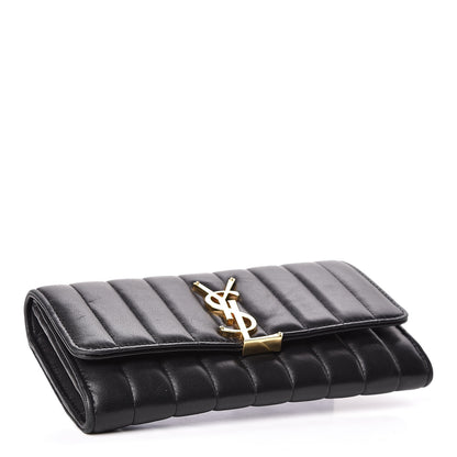 Saint Laurent Lambskin Matelasse Monogram Large Vicky Continental Wallet Black 4 of 11