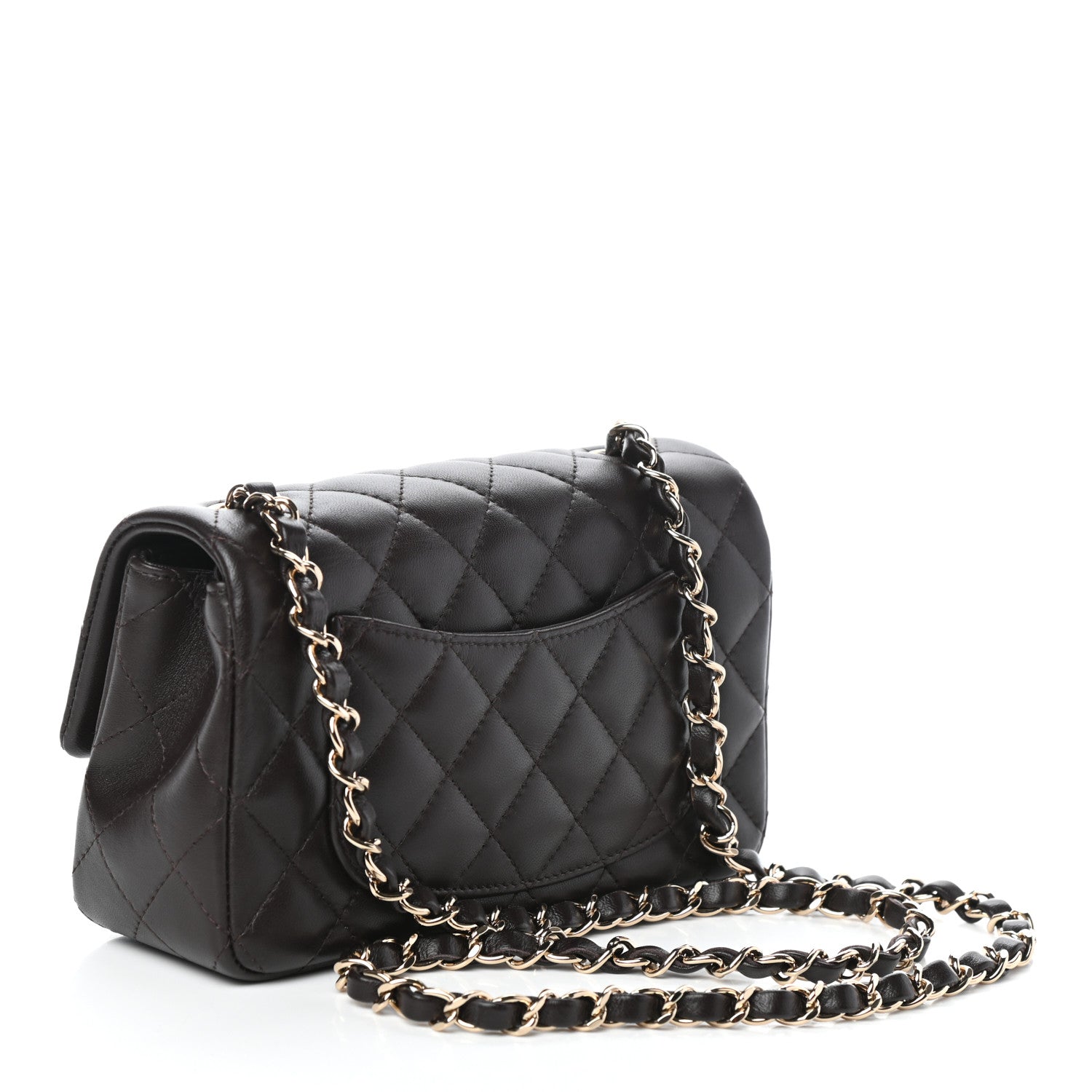Chanel Lambskin Quilted Mini Rectangular Flap Dark Brown 3 of 11