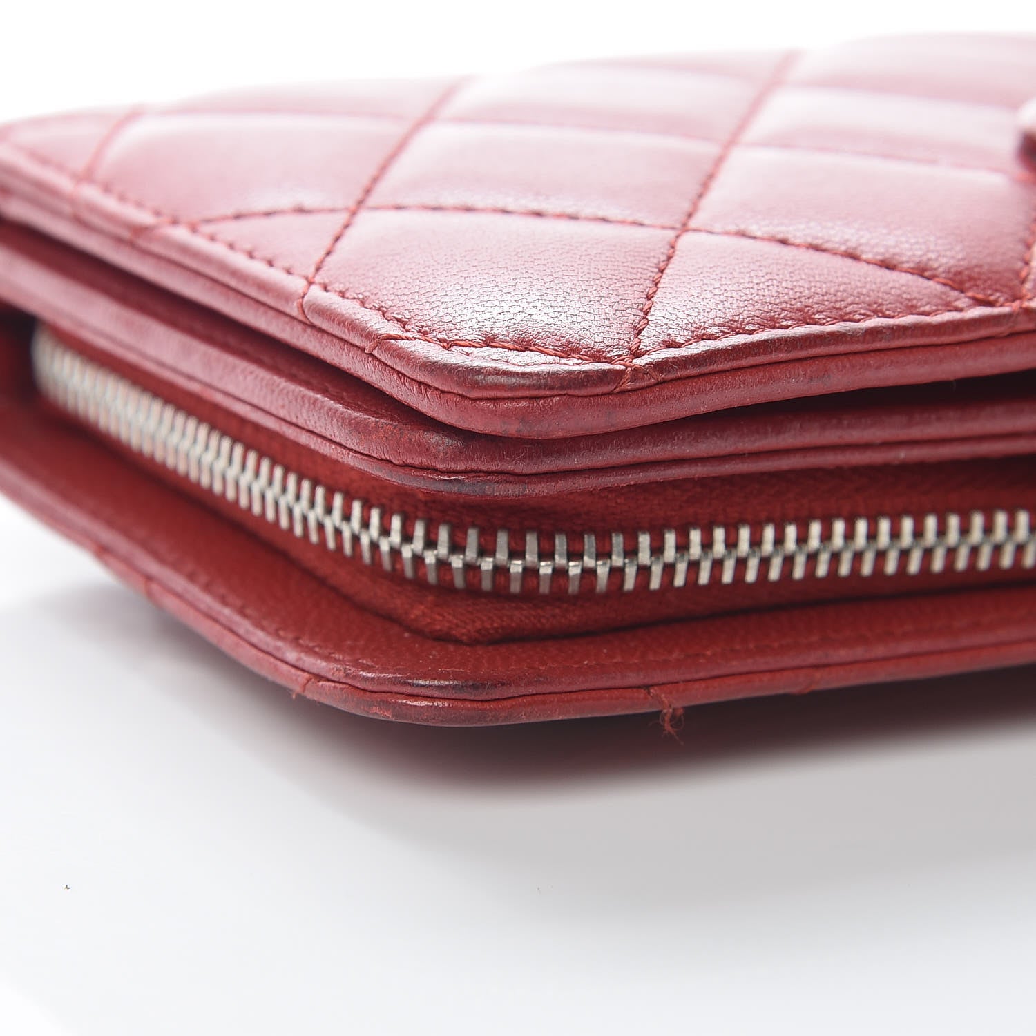 Chanel Lambskin Quilted Zipped Pocket Wallet Red 11 of 12
