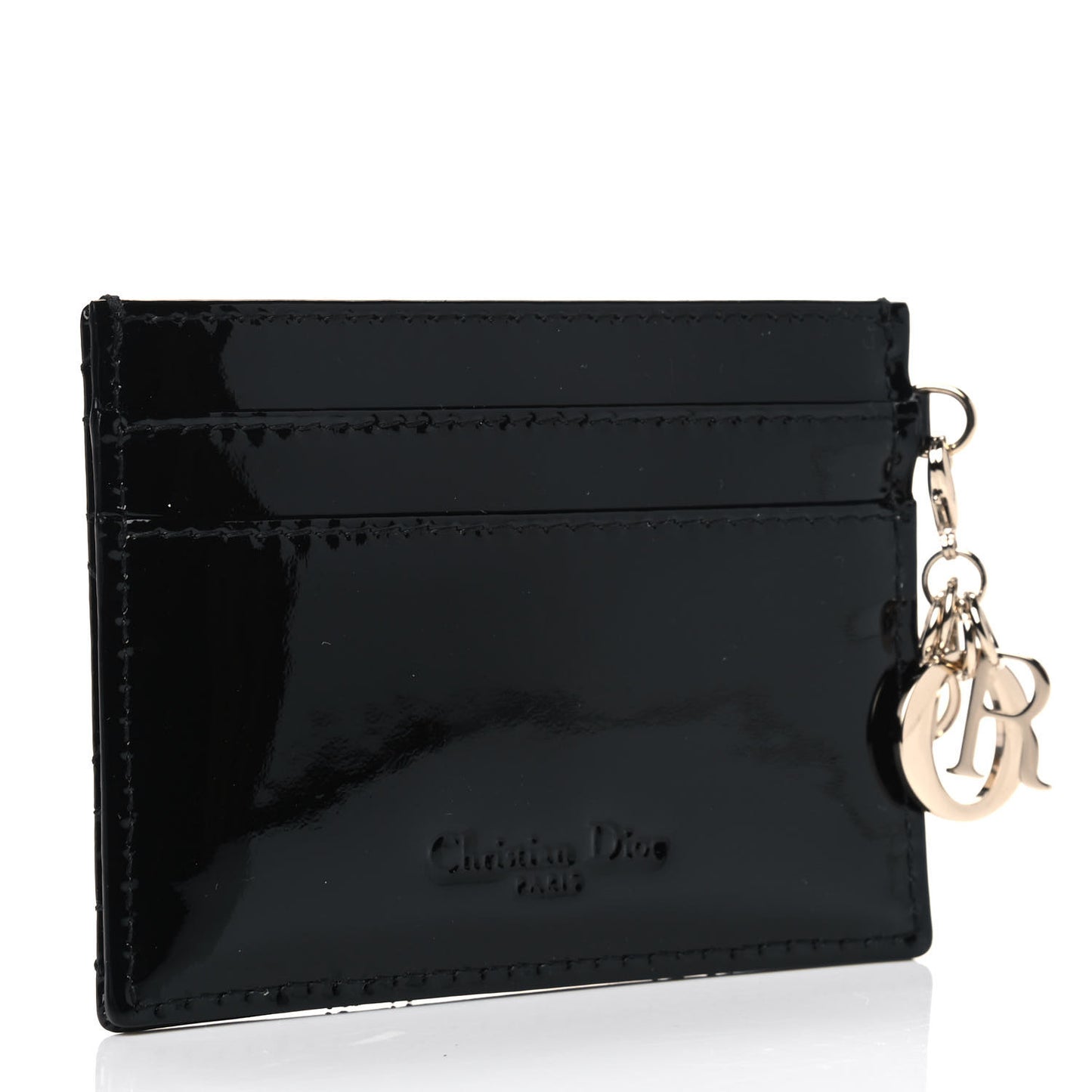 Patent Cannage Lady Dior Card Holder Black