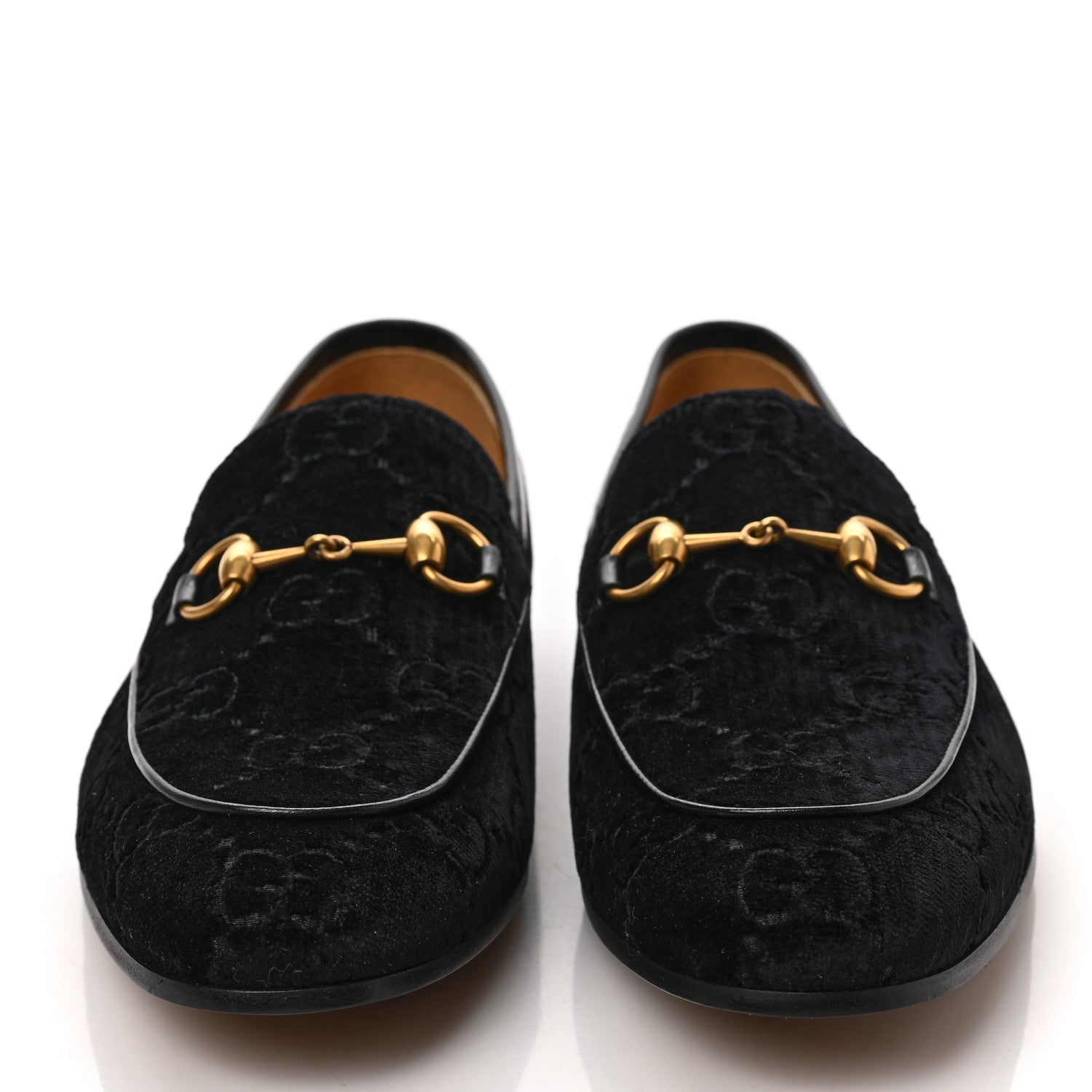 Gucci Velvet GG Monogram Horsebit Mens Jordaan Loafers 8.5 Black 2 of 9