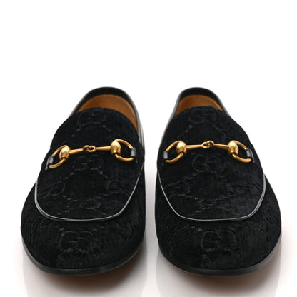 Gucci Velvet GG Monogram Horsebit Mens Jordaan Loafers 8.5 Black 2 of 9