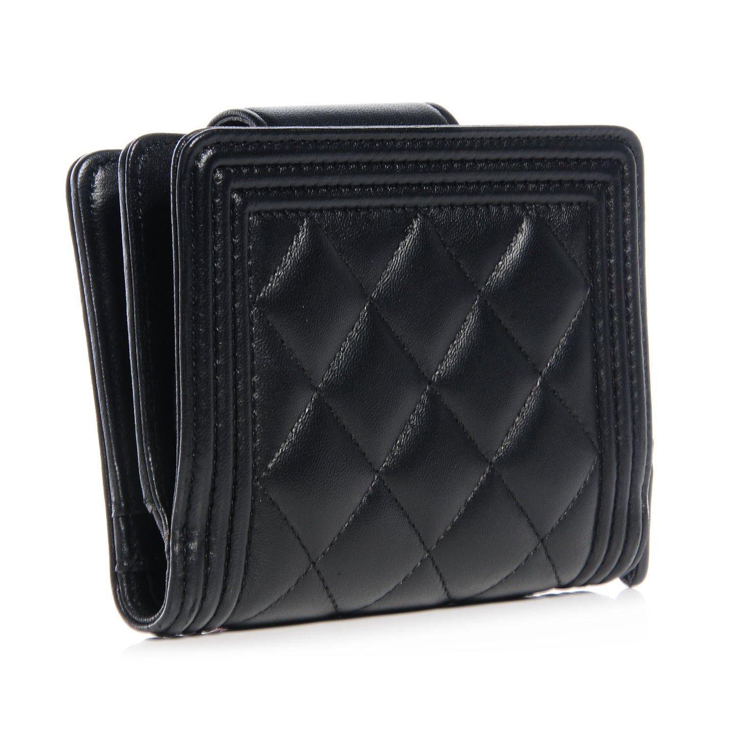 Lambskin Compact Boy Wallet Black
