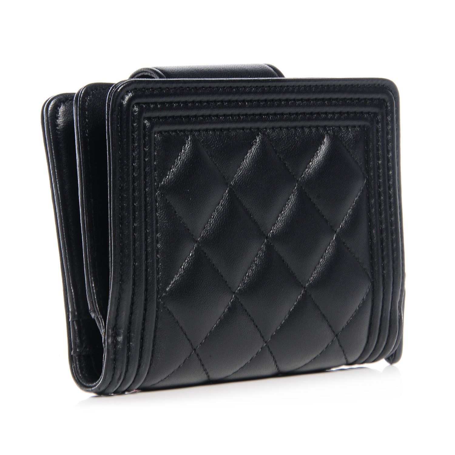 Chanel Lambskin Compact Boy Wallet Black 3 of 7