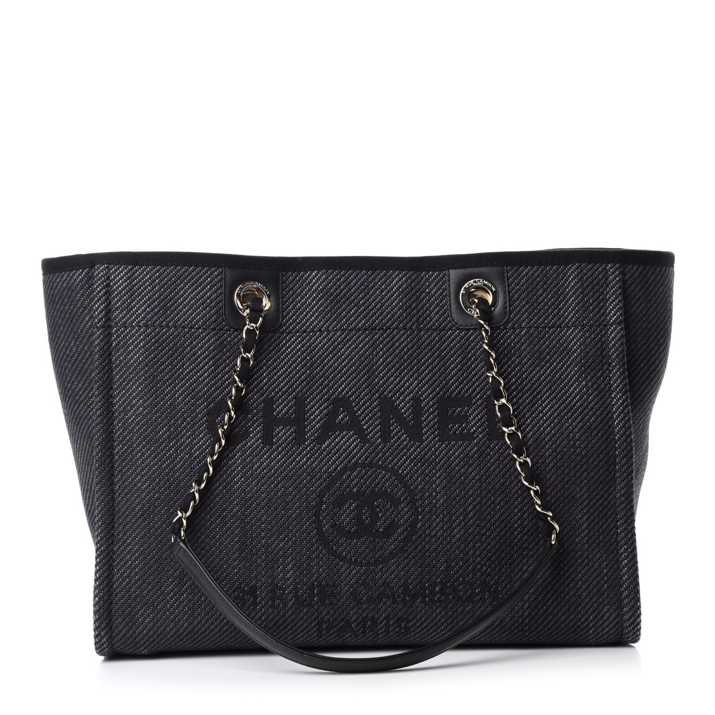 Mixed Fibers Calfskin Small Deauville Tote Black