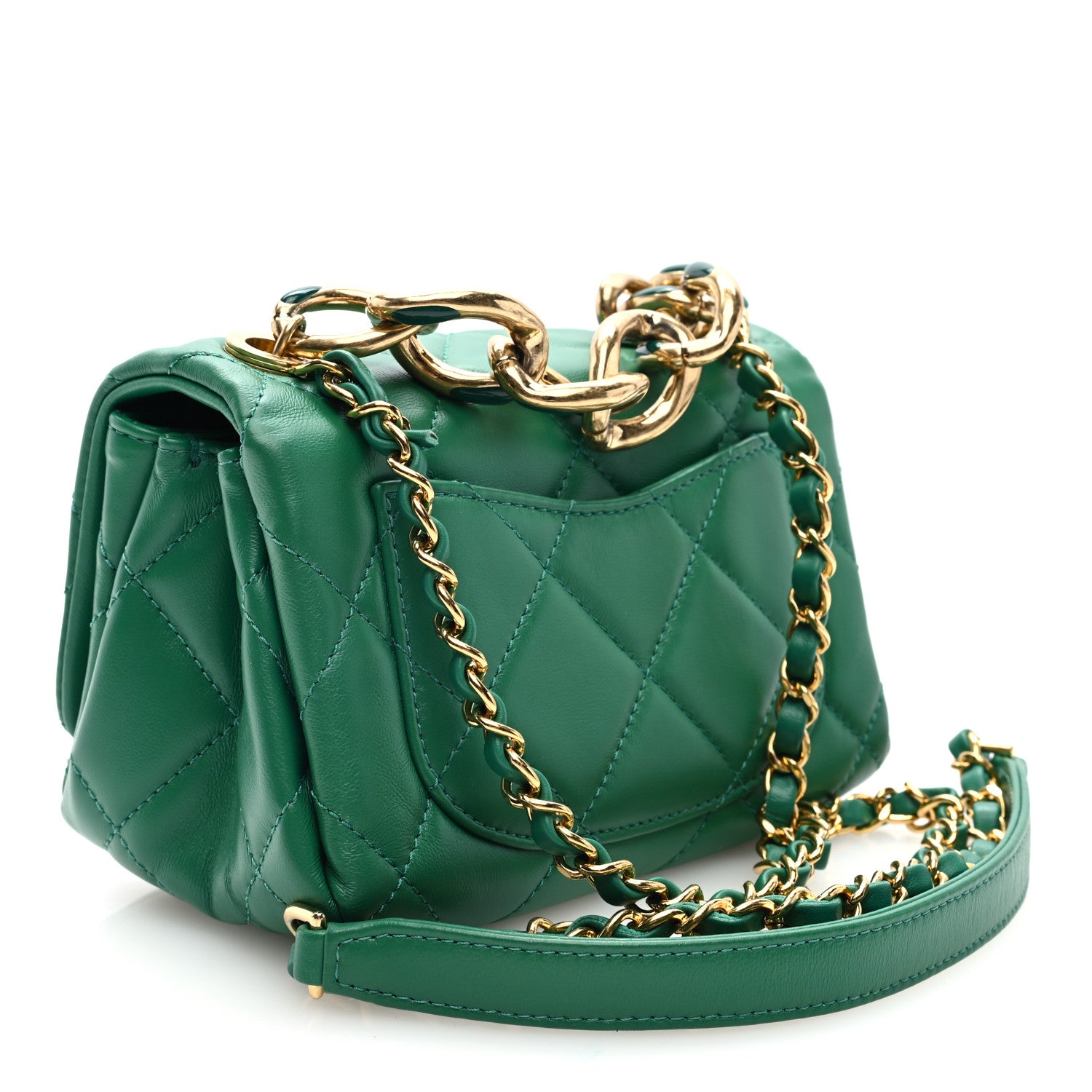 Chanel Lambskin Quilted Mini Color Match Flap Green 3 of 11