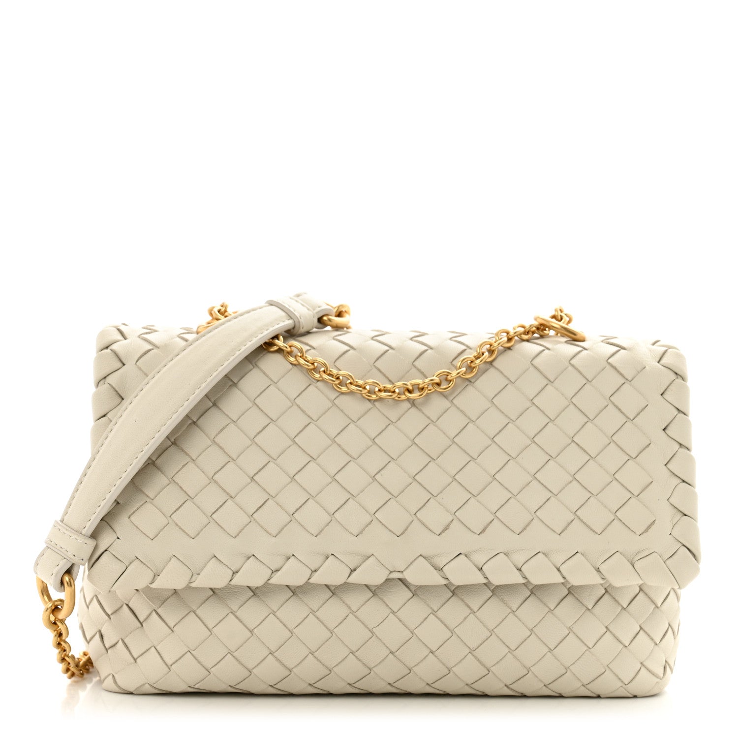 Bottega Veneta Nappa Intrecciato Baby Olimpia Shoulder Bag Chalk 1 of 13