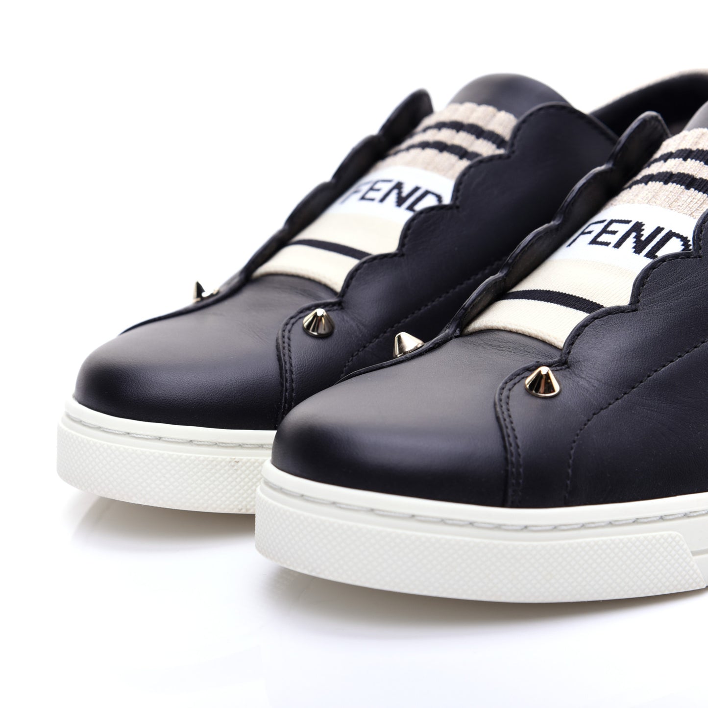 Vitello Lurex Rockoclick Slip On Sneakers 38.5 Black Gold