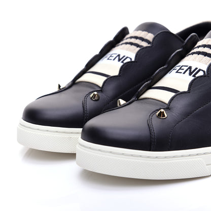 Fendi Vitello Lurex Rockoclick Slip On Sneakers 38.5 Black Gold 5 of 14