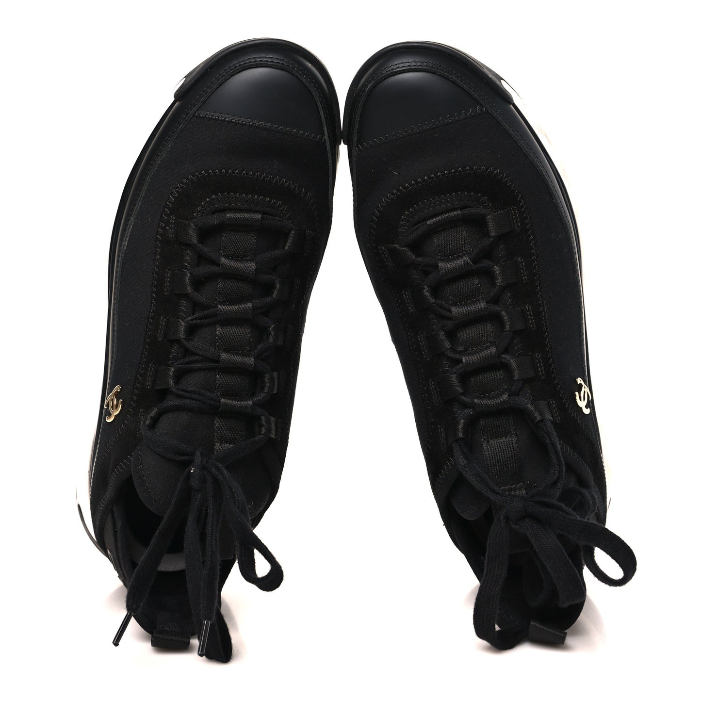 Velvet Calfskin Mixed Fibers CC Sneakers 40 Black