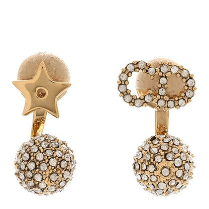 Christian Dior Crystal Star CD La Petite Tribal Earrings Gold 1 of 5
