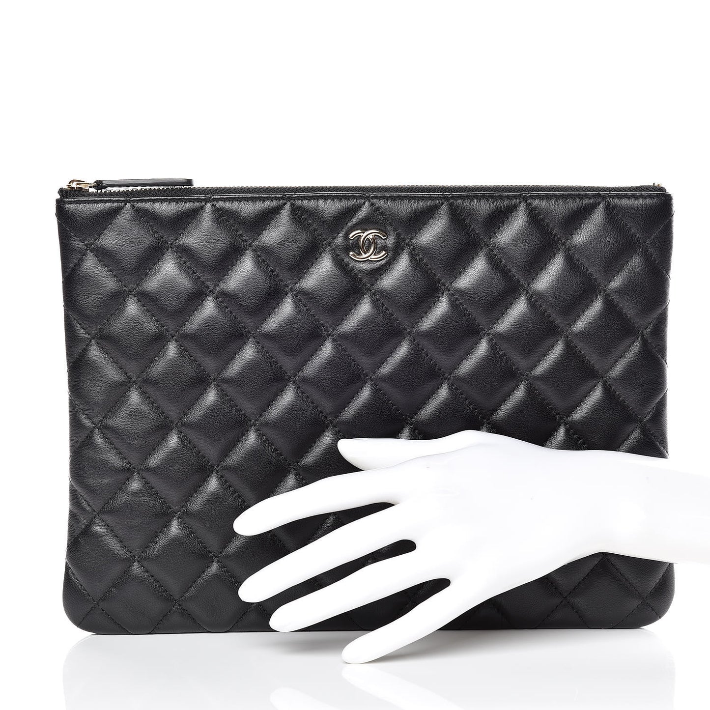 Lambskin Quilted Medium Cosmetic Case Black