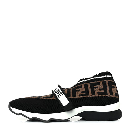 Fendi Stretch Yarn FF Stiff Band Rockoko Sneakers 40 Black White Tobacco 1 of 8