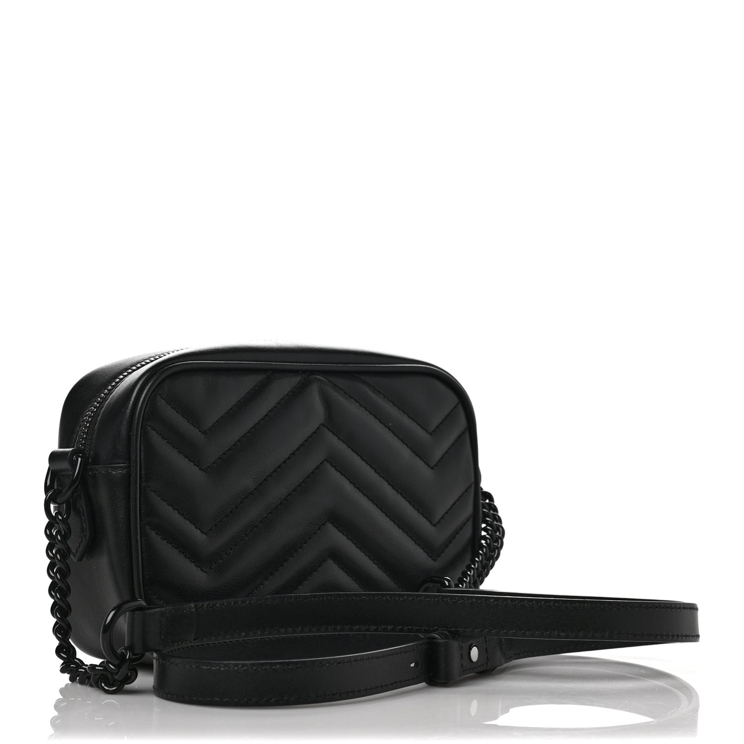 Calfskin Matelasse Monochrome Mini GG Marmont Chain Shoulder Bag Black
