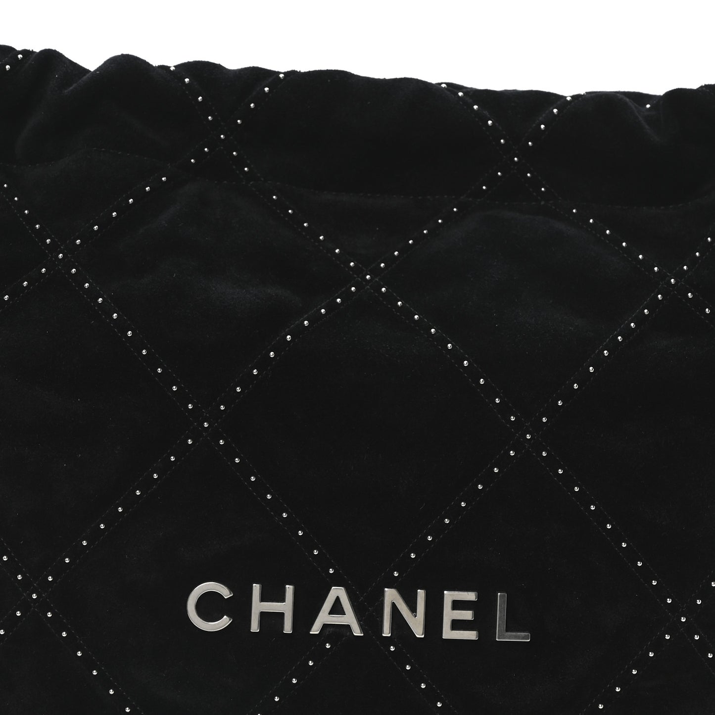 Suede Quilted Studded Small Chanel 22  Black