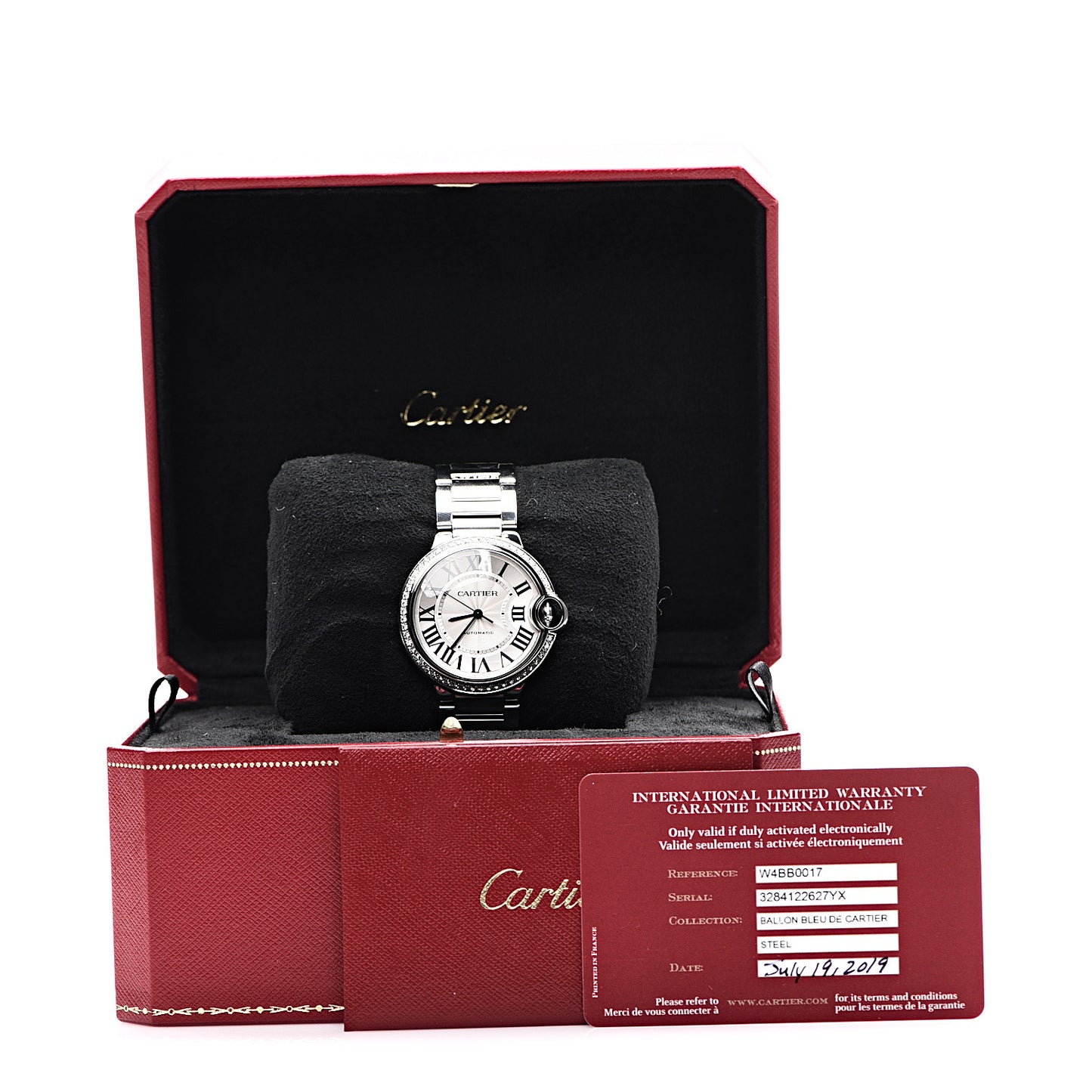 Stainless Steel Diamond Bezel 36mm Ballon Bleu De Cartier Automatic Watch