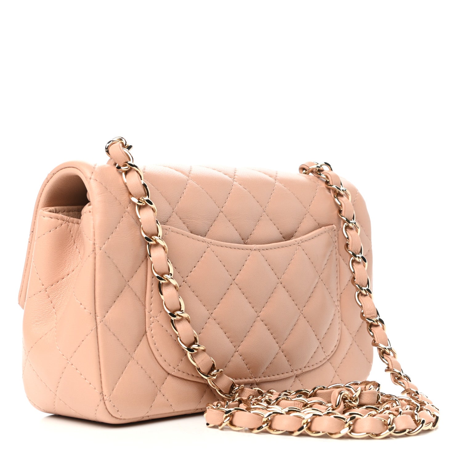Chanel Lambskin Quilted Mini Rectangular Flap Beige 3 of 9