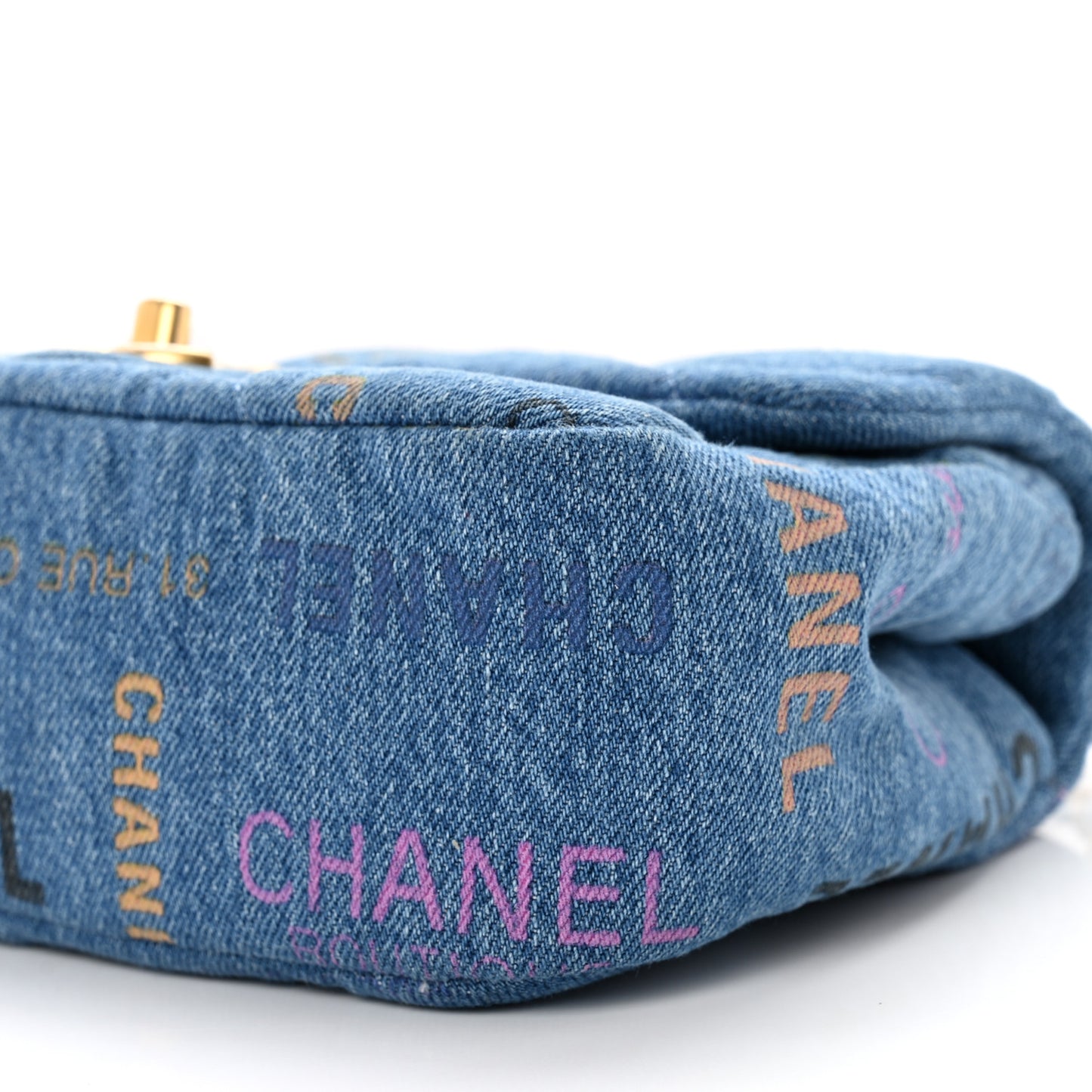 Denim Quilted Mini Denim Mood Rectangular Flap Blue Multicolor
