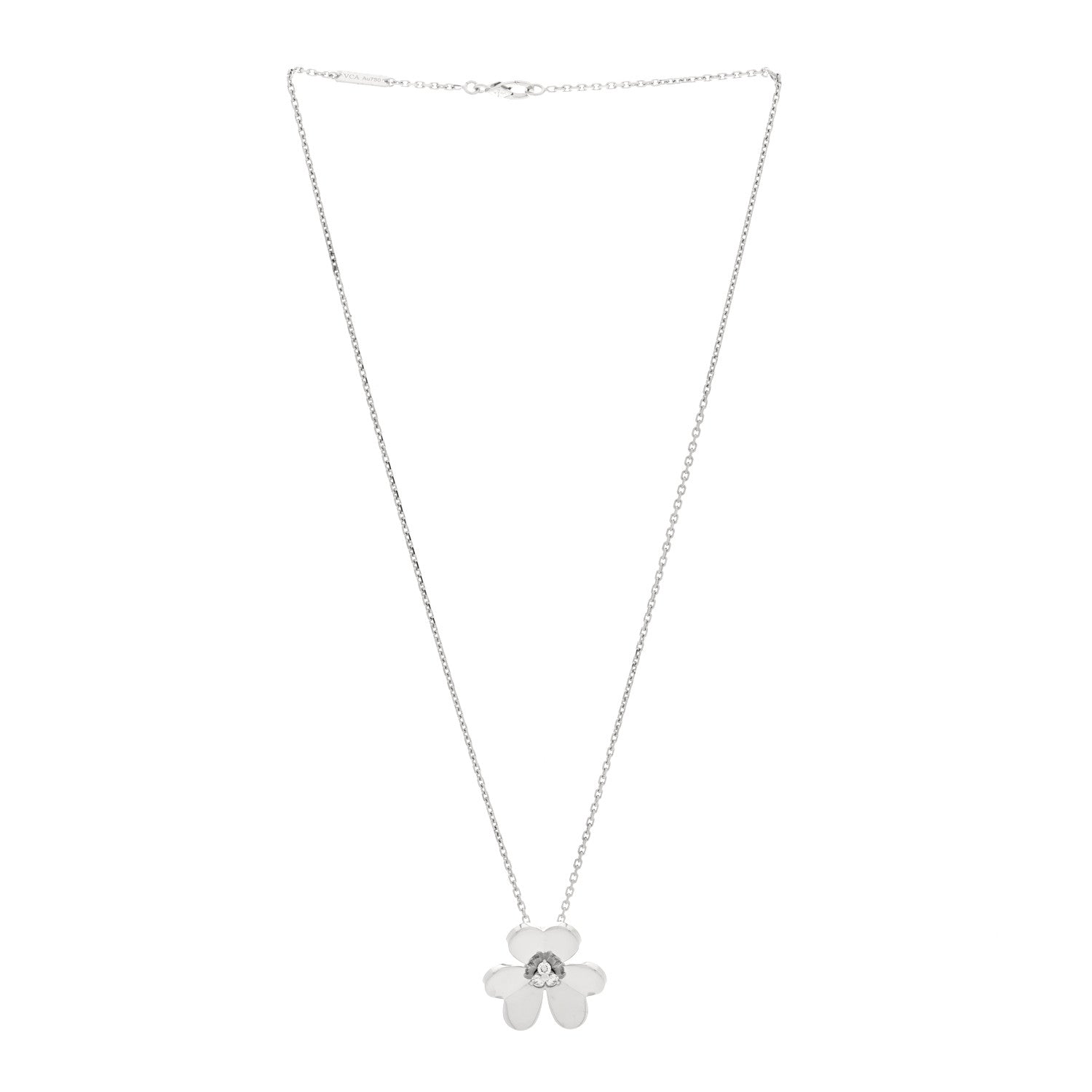 Van Cleef & Arpels 18K White Gold Diamond Large Frivole Pendant Necklace 3 of 5