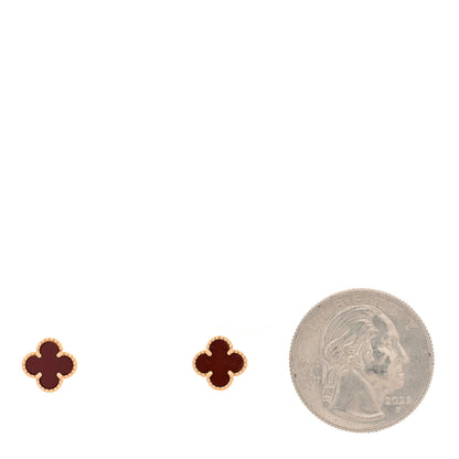 Van Cleef & Arpels 18K Rose Gold Carnelian Sweet Alhambra Earrings 2 of 4