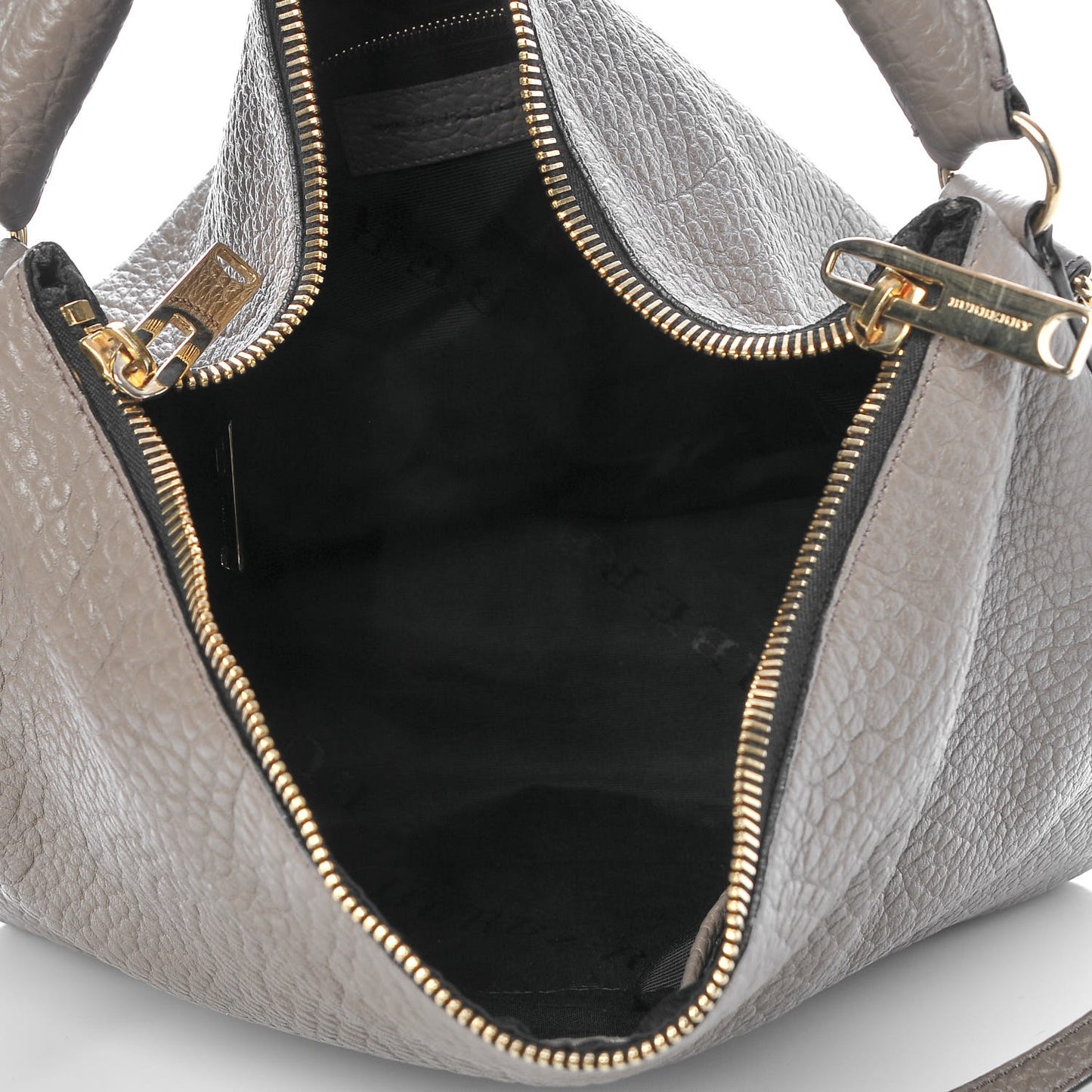 Signature Grain Calfskin Medium Hobo Pale Taupe