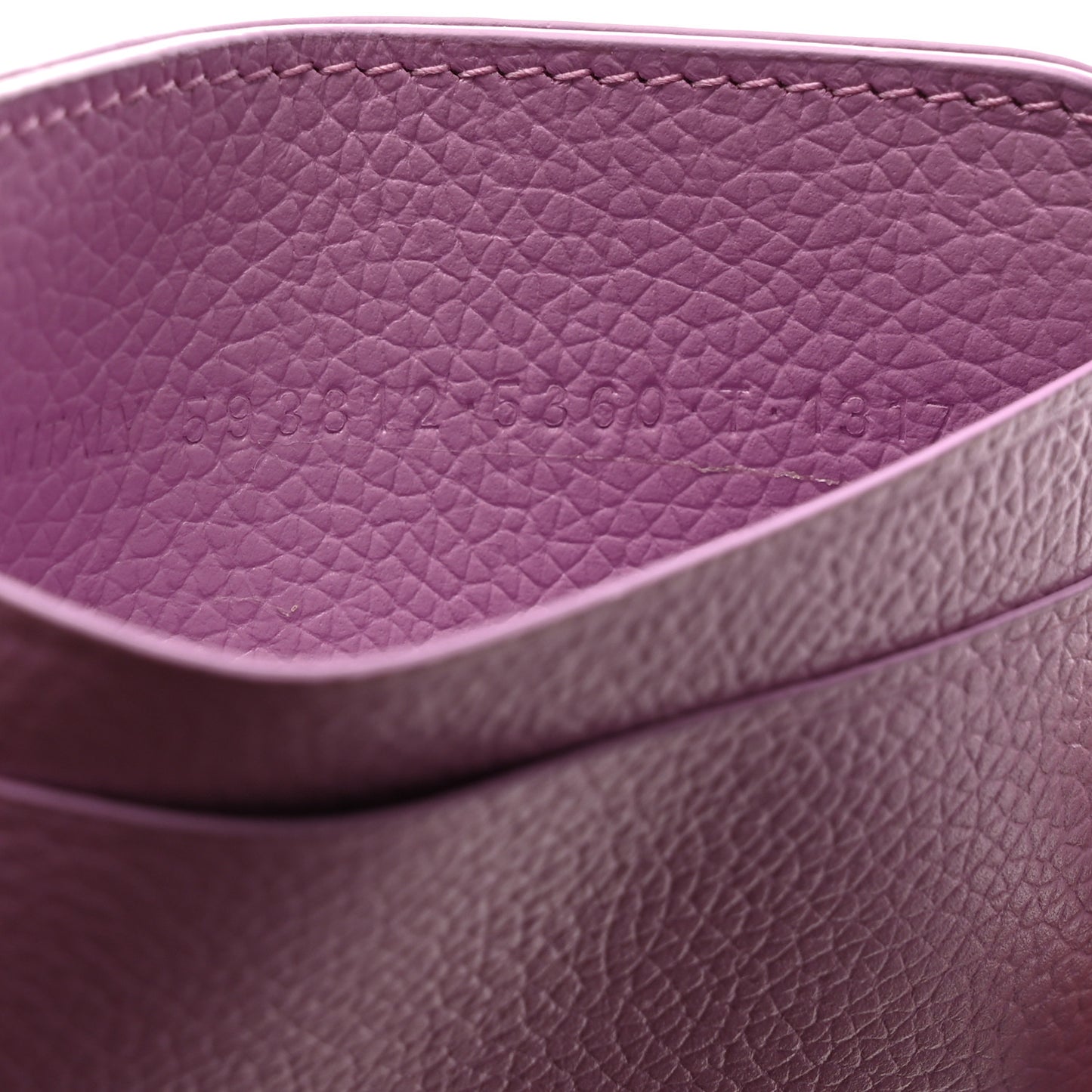 Grained Calfskin Logo Cash Rounded Card Holder Lilac Black